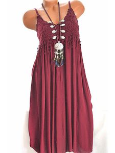 Spaghetti Strap Patchwork Lace Shift Dress