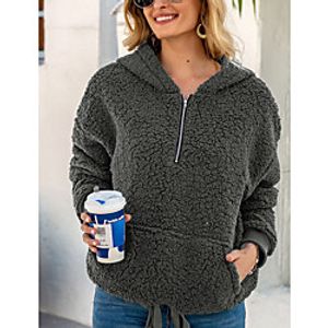 Women's Teddy Coat Casual Fall Winter Regular Coat V Neck Standard Fit Warm Casual Jacket Long Sleeve Solid Color Modern Style Lake blue Apricot pink Lightinthebox