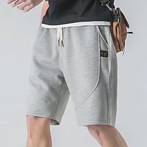 Men's Athletic Shorts Active Shorts Sweat Shorts Pocket Drawstring Elastic Waist Plain Comfort Breathable Knee Length Daily Holiday Gym Basic Fashion Black Blue miniinthebox