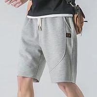 Men's Athletic Shorts Active Shorts Sweat Shorts Pocket Drawstring Elastic Waist Plain Comfort Breathable Knee Length Daily Holiday Gym Basic Fashion Black Blue miniinthebox - thumbnail
