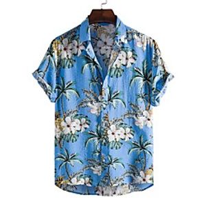Men's Shirt Other Prints Letter Animal Print Short Sleeve Daily Tops Beach Boho Blue Lightinthebox