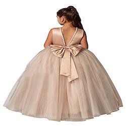 Flower Girls Dresses for Wedding Satin Tulle Princess Pageant Dress Kids Pearls Prom Ball Gowns with Bow-Knot Lightinthebox