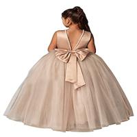 Flower Girls Dresses for Wedding Satin Tulle Princess Pageant Dress Kids Pearls Prom Ball Gowns with Bow-Knot Lightinthebox