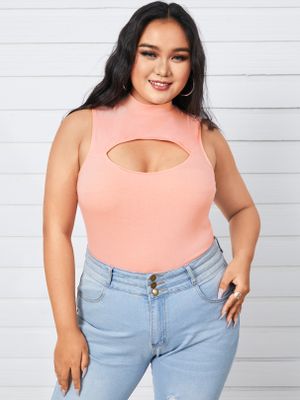 YOINS BASICS Plus Size Stand Collar Cut Out Sleeveless Tank Top YOINS BASICS Plus Size Stand Collar Cut Out Sleeveless Tank Top