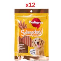 Pedigree Schmackos Stix Grilled Liver Dog Treats 70G (Pack of 12)