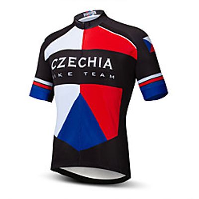 21Grams Men's Short Sleeve Cycling Jersey Summer Spandex Polyester Red  White National Flag Bike Jersey Top Mountain Bike MTB Road Bike Cycling Quick Dry Moisture Wicking Breathable Sports Clothing Lightinthebox