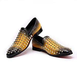 Men's Loafers  Slip-Ons Brogue Novelty Shoes Moccasin Vintage Classic British Daily Party  Evening Leather Breathable Non-slipping Wear Proof Black Yellow Red Gradient Fall Spring miniinthebox
