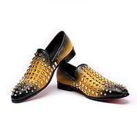 Men's Loafers  Slip-Ons Brogue Novelty Shoes Moccasin Vintage Classic British Daily Party  Evening Leather Breathable Non-slipping Wear Proof Black Yellow Red Gradient Fall Spring miniinthebox - thumbnail