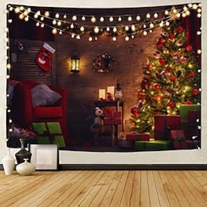 Christmas Tree Wall Tapestry Art Decor Photography Background Gift Snowman Fireplace Blanket Curtain Hanging Home Bedroom Living Room Party Decoration Polyester Lightinthebox