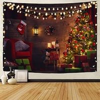 Christmas Tree Wall Tapestry Art Decor Photography Background Gift Snowman Fireplace Blanket Curtain Hanging Home Bedroom Living Room Party Decoration Polyester miniinthebox - thumbnail