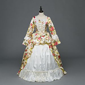 Princess Maria Antonietta Floral Style Rococo Victorian Renaissance Vacation Dress Dress Party Costume Masquerade Women's Costume Beige Vintage Cosplay Christmas Halloween Party / Evening 3/4 Length miniinthebox