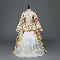 Princess Maria Antonietta Floral Style Rococo Victorian Renaissance Vacation Dress Dress Party Costume Masquerade Women's Costume Beige Vintage Cosplay Christmas Halloween Party / Evening 3/4 Length miniinthebox - thumbnail