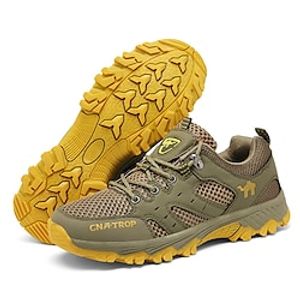 Men's Sneakers Hiking Shoes Sports  Outdoors Sporty Low-Top Breathable Hiking Walking Round Toe EVA TPR PU Leather Summer Spring Black Dark Gray Khaki Lightinthebox