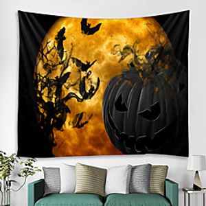 Halloween Tapestry Art Deco Blanket Curtain Hanging Home Bedroom Living Room Decoration Ghost Scary Pumpkin Skeleton Bat Castle Grim Reaper miniinthebox