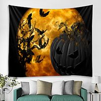 Halloween Tapestry Art Deco Blanket Curtain Hanging Home Bedroom Living Room Decoration Ghost Scary Pumpkin Skeleton Bat Castle Grim Reaper miniinthebox - thumbnail