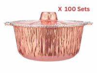 Hotpack Aluminium Color Pot Container With Hood - 100 Sets - APOT25C