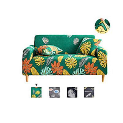 Stretch Sofa Cover Slipcover Elastic Sectional Couch Armchair Loveseat 4 or 3 seater Plants Leaf High Elasticity Four Seasons Universal Super Soft Fabric Lightinthebox
