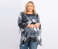Womens Plus Size Printed Top  Black Combi - thumbnail
