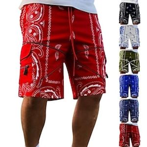 Men's Cargo Shorts Casual Shorts Pocket Print Comfort Breathable Outdoor Daily Going out Fashion Casual Black Wine miniinthebox