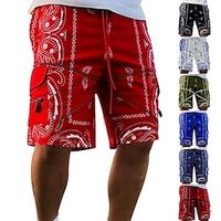 Men's Cargo Shorts Casual Shorts Pocket Print Comfort Breathable Outdoor Daily Going out Fashion Casual Black Wine miniinthebox - thumbnail