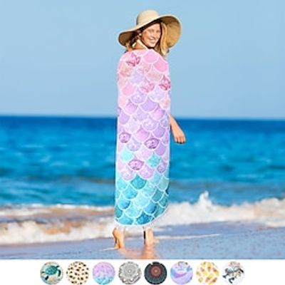 Large Round Rainbow Unicorn Dinosaur Beach Towel Blanket For Kids Round Beach Gifts Soft Pool Super miniinthebox