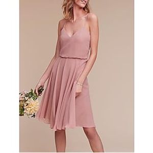 A-Line Cocktail Dresses Flirty Dress Homecoming Knee Length Sleeveless Spaghetti Strap Chiffon with Pleats 2022 Lightinthebox