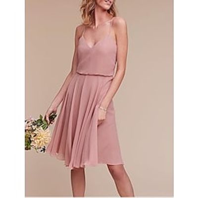 A-Line Cocktail Dresses Flirty Dress Homecoming Knee Length Sleeveless Spaghetti Strap Chiffon with Pleats 2022 Lightinthebox