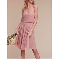 A-Line Cocktail Dresses Flirty Dress Homecoming Knee Length Sleeveless Spaghetti Strap Chiffon with Pleats 2022 Lightinthebox - thumbnail