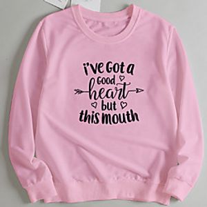 Women's Pullover Sweatshirt Slogan Letter Print Casual Hot Stamping Casual Hoodies Sweatshirts  Loose Wine Red Blushing Pink Red miniinthebox