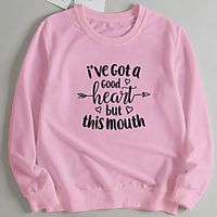Women's Pullover Sweatshirt Slogan Letter Print Casual Hot Stamping Casual Hoodies Sweatshirts  Loose Wine Red Blushing Pink Red miniinthebox - thumbnail