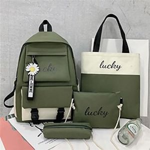 School Backpack Bookbag Set 4 Pieces Solid Color for Student Boys Girls Water Resistant Wear-Resistant Breathable Canvas School Bag Back Pack Satchel 20.32 inch Lightinthebox