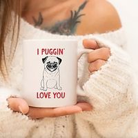 I Puggin' Love You Coffee Mug - Ceramic Coffee Cup featuring Pug Puppy Design: Ideal for Summer or Winter Drinks, Perfect Birthday, Holiday, New Year, or Valentine's Day Gift - 1pc Lightinthebox