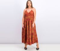 Womens Maxi Dress  Orange/Red Combo - thumbnail