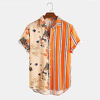 Men's Shirt Other Prints Graphic Short Sleeve Street Tops Formal Soft Breathable Orange miniinthebox - thumbnail