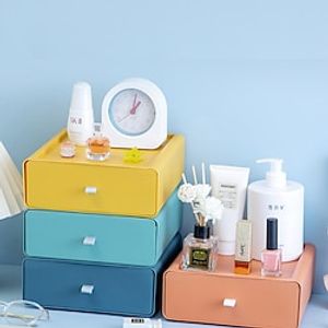 Desktop Cosmetics Storage Box Color Contrast Drawer Storage Rack Student Desk Stationery Storage Box Office Organization 1PC Lightinthebox