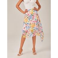 Elegant Ruffled Asymmetric High-Waisted A-Line Maxi Skirt