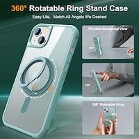 Phone Case For iPhone 15 Pro Max Plus 14 13 12 11 With Magsafe Ring Holder Magnetic Support Wireless Charging Solid Color TPU PC miniinthebox - thumbnail