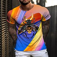 Men's Unisex T shirt 3D Print Graphic Prints Skull Insects Crew Neck Daily Holiday Print Short Sleeve Tops Casual Designer Big and Tall Blue  Summer Lightinthebox - thumbnail