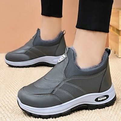 Men's Boots Snow Boots Winter Boots Fleece lined Hiking Cycling Shoes Casual British Daily Office  Career PU Warm Slip Resistant Booties  Ankle Boots Lace-up Black Gray Fall Winter Lightinthebox