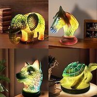 Resin Desk Lamp Animal Series Simulated Stained Glasss Decor Table Lamp Vintage Stained Bedside Lamp 15cm/5.9inch miniinthebox - thumbnail