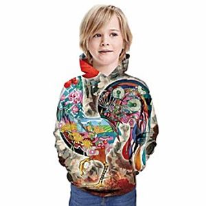 Kids Boys' Hoodie  Sweatshirt Long Sleeve 3D Print Floral Animal Unisex Khaki Children Tops Summer Active Daily Wear Regular Fit 3-13 Years Lightinthebox