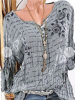Round Neck Print Blouses - thumbnail