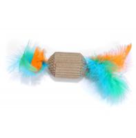 Freedog Hexagonal Craft Scratcher With Feathers Interactive Cat Toy