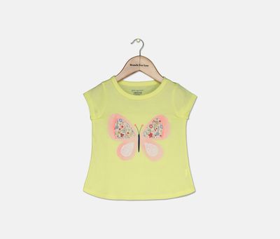 Baby Girls Butterfly-Print Cotton T-Shirt Sun Drop Baby Girls Butterfly-Print Cotton T-Shirt Sun Drop