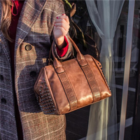 Women Retro PU Leather Handbags Rivet Shell Shoulder Bags