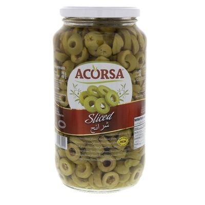 Acorsa Green Olive Sliced Jar 450gm (8428916889205)