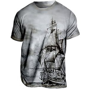 Men's T shirt Tee Tee Graphic Ship Crew Neck Clothing Apparel 3D Print Outdoor Casual Short Sleeve Print Vintage Fashion Designer Lightinthebox