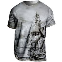 Men's T shirt Tee Tee Graphic Ship Crew Neck Clothing Apparel 3D Print Outdoor Casual Short Sleeve Print Vintage Fashion Designer Lightinthebox - thumbnail