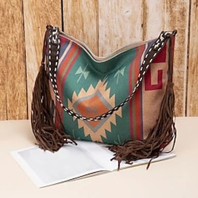 Women's Handbag Shoulder Bag Hobo Bag Canvas Outdoor Daily Holiday Zipper Lightweight Durable Multi Carry Color Block Folk Green  Blue Light Red Dark Green Lightinthebox