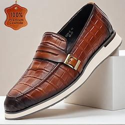 Men's Loafers Slip-Ons Formal Shoes Dress Shoes Leather Italian Full-Grain Cowhide Comfortable Slip Resistant Loafer Black Brown Lightinthebox